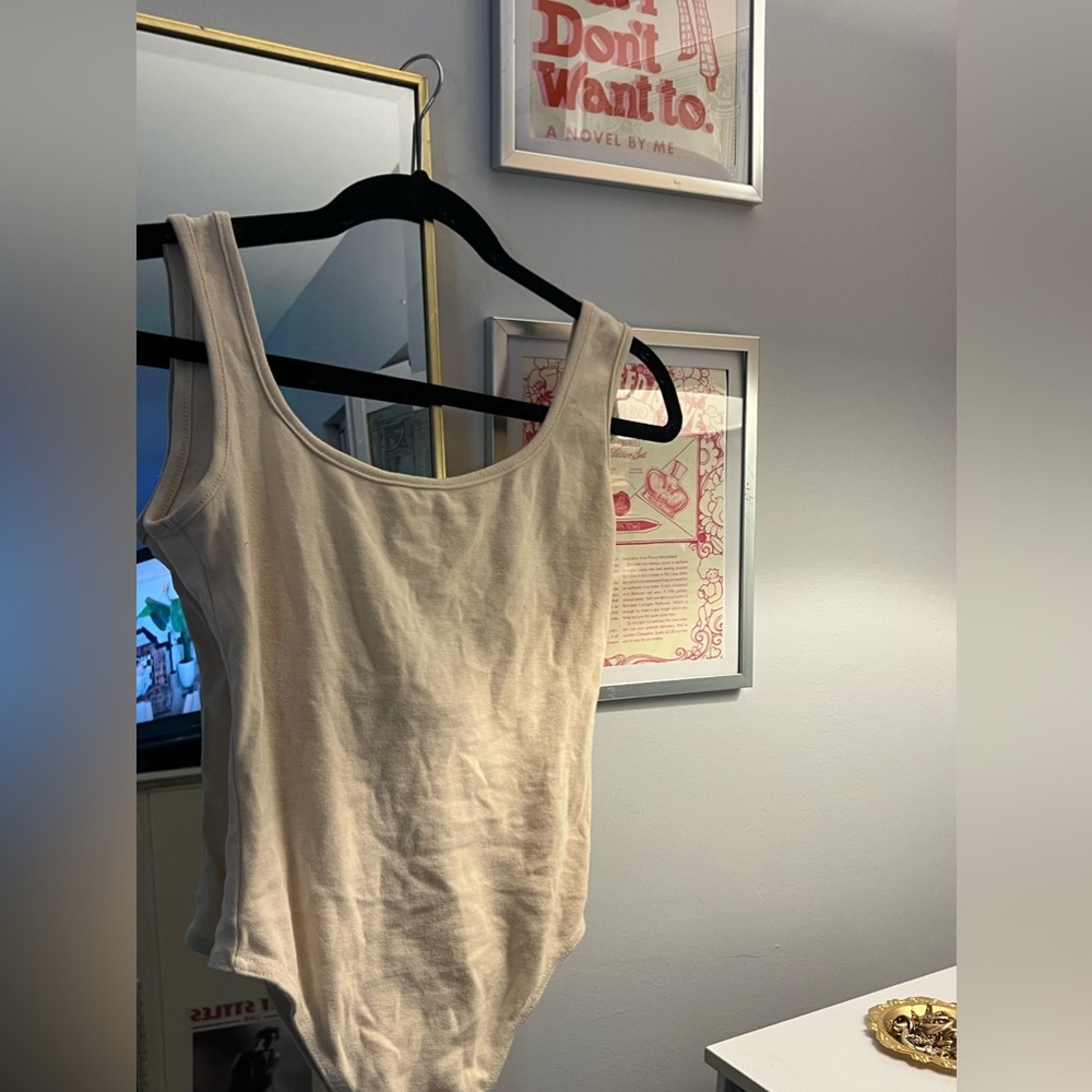 Cream open back body suit